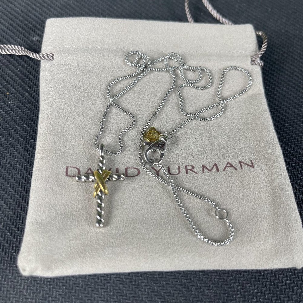 Cross Crossover Pendant Necklace in Sterling Silver with18kgold